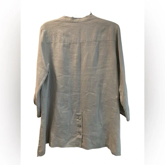Multiples 100% Linen Long Sleeve Button Down Tunic Top. Size Small. - Picture 9 of 10